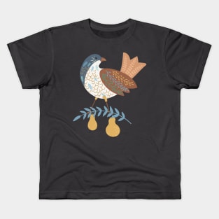 Folk Art Partridge and Pears Kids T-Shirt